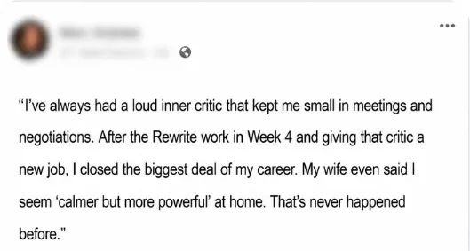 Facebook testimonial from David K., sales executive