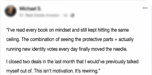 Facebook testimonial from Michael S., real estate investor